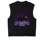 Mt Pleasant K9s, a True Black Heavyweight Garment Dye Muscle Tee (back-view)