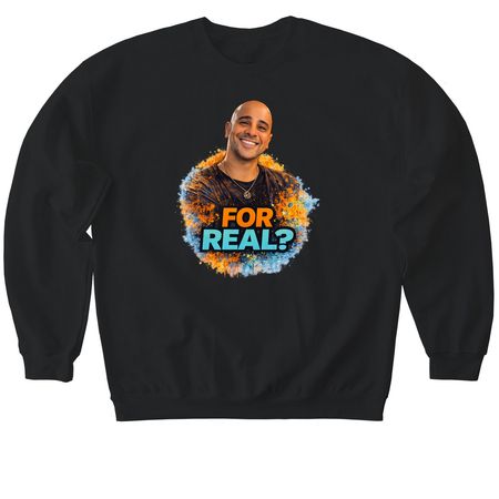 For Real?, a Black Softstyle Crewneck Sweatshirt