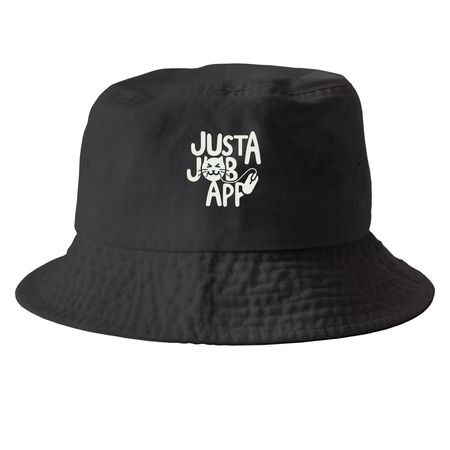 Hire Me Plz Hat (Light Logo), a Black Printed Bucket Hat
