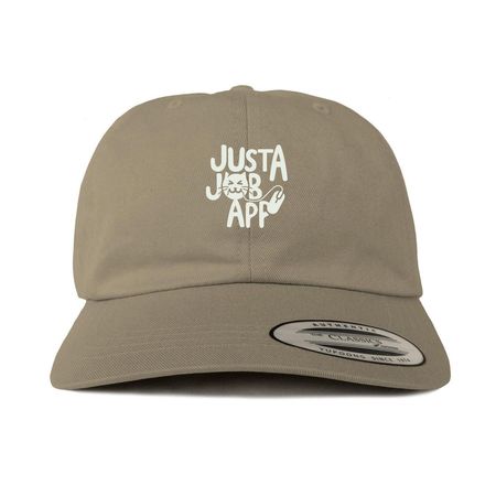 Hire Me Plz Hat (Light Logo), a Khaki Printed Classic Baseball Cap