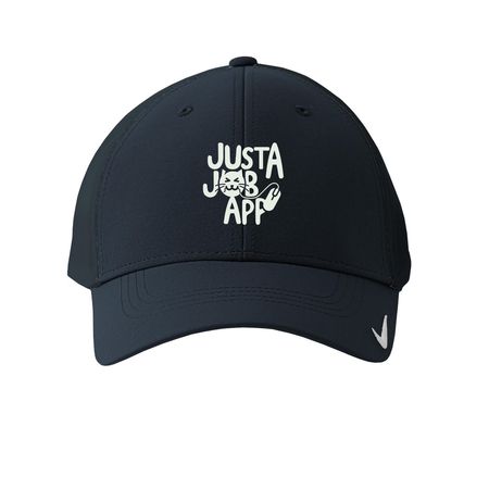 Hire Me Plz Hat (Light Logo), a Navy Printed Nike Dri-FIT Legacy Performance Cap