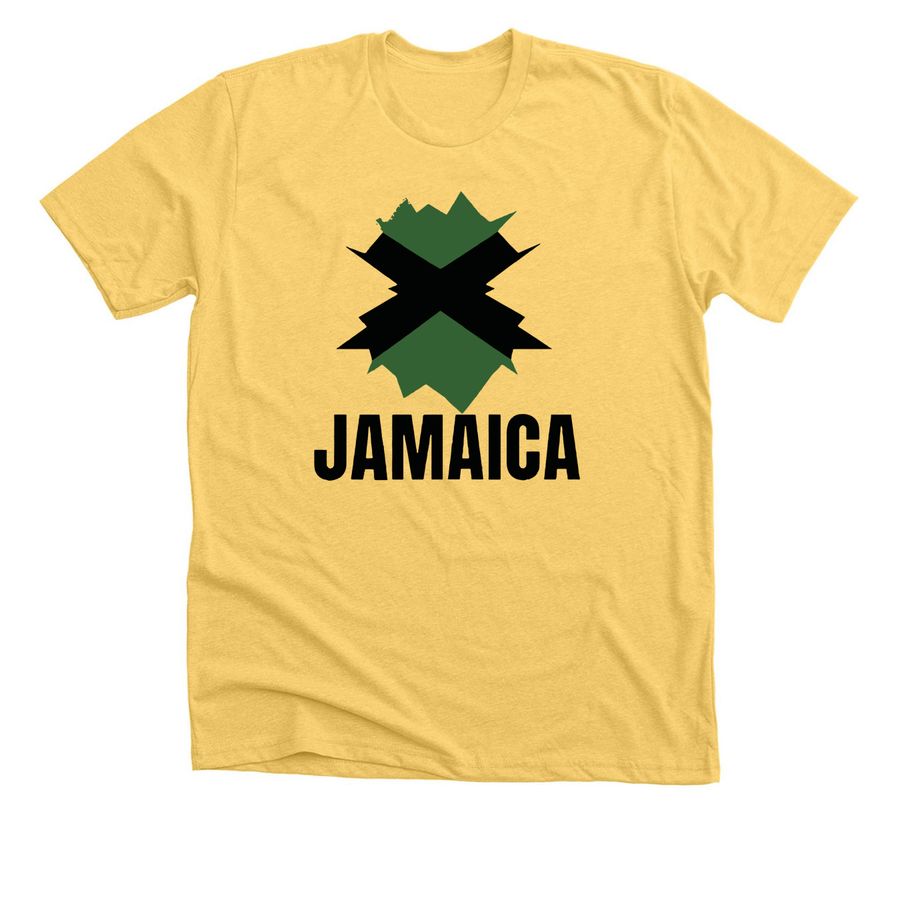 2026 Ali G Who Iz I Jamaica Flag Shirt, a Heather Yellow Gold Premium Unisex Tee