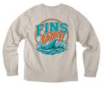 FINS UP!&nbsp;, a Dust Unisex Heavyweight Long Sleeve Tee (back-view)