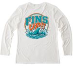 FINS UP!&nbsp;, a Fairly White Allmade Eco Triblend Women?s Long Sleeve Tee (back-view)
