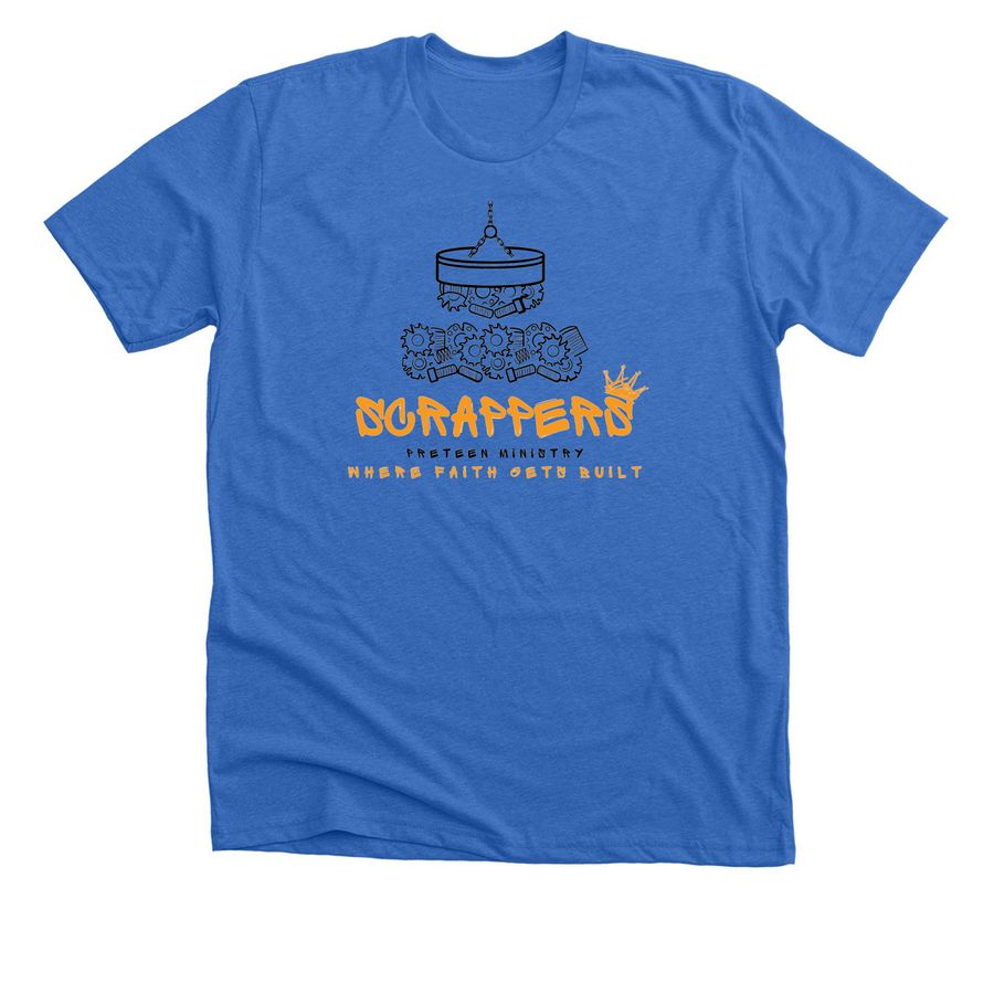 Scrappers, a Heather True Royal Premium Unisex Tee