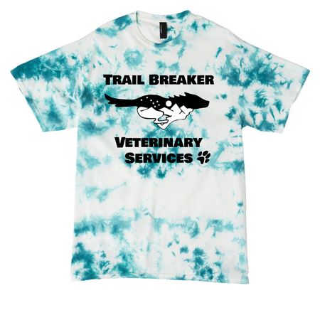 Tye Dye Running Dog, a Teal Crystal Tie Dye Tee