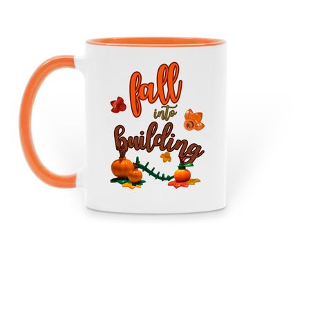 Fall into Building Mug, a Orange Two-Tone Ceramic Mug (back-view)