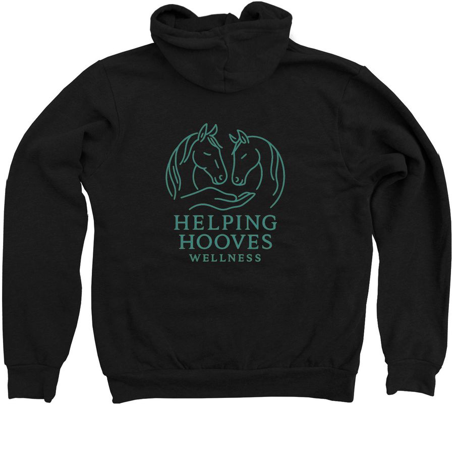 Get Your Helping Hooves Wellness Gear!, a Black Zip Up Hoodie