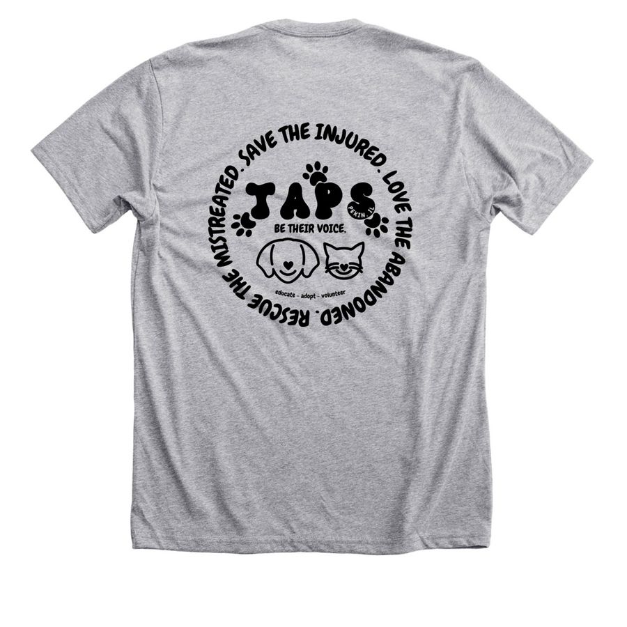 Tshirts for TAPS, a Athletic Heather Premium Unisex Tee (back-view)