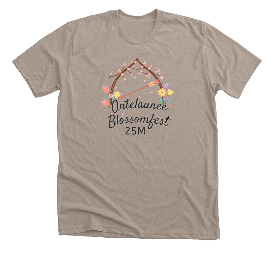 Ontelaunee Blossomfest 25M T-Shirt, a Heather Stone Premium Unisex Tee