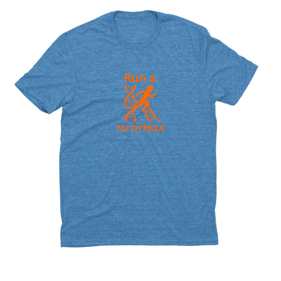 Run a K for DYRK1A 2026, a Azure Blue Allmade Eco Triblend Unisex Tee