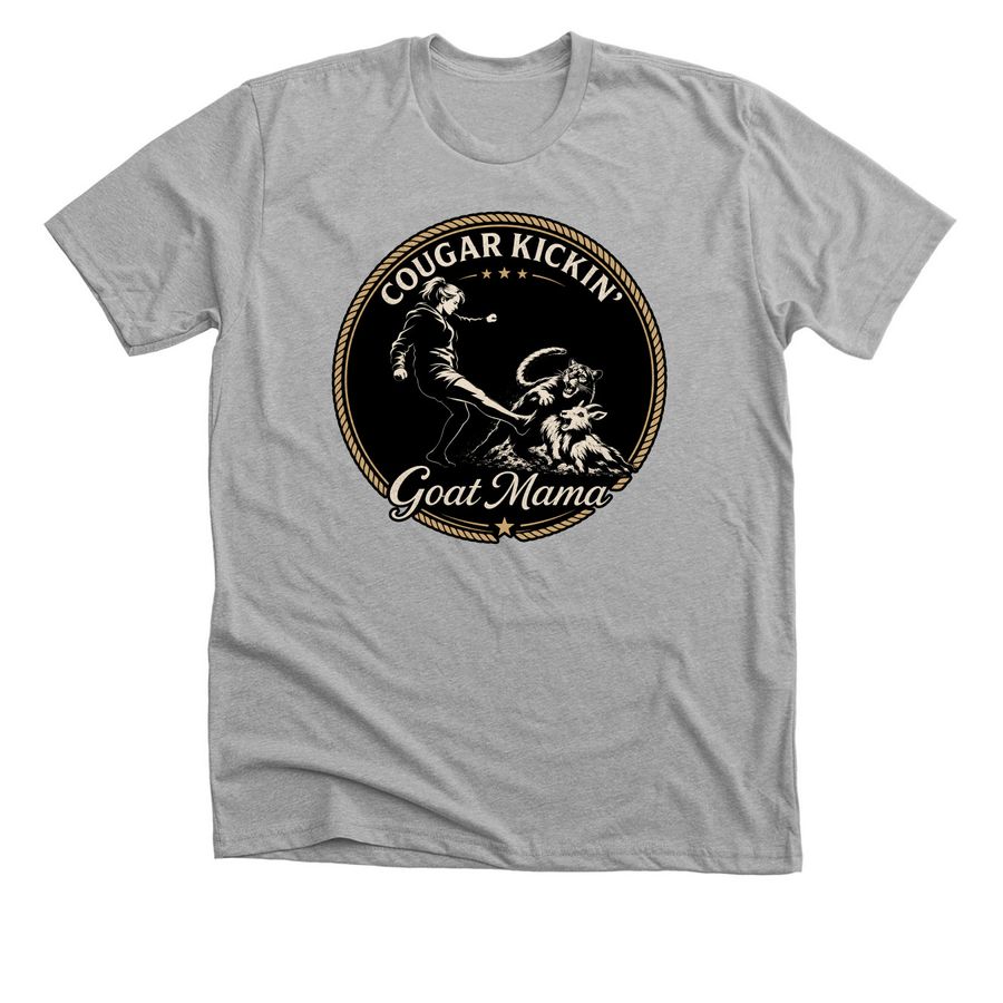 Cougar Kicking Goat Mama, a Athletic Heather Premium Unisex Tee