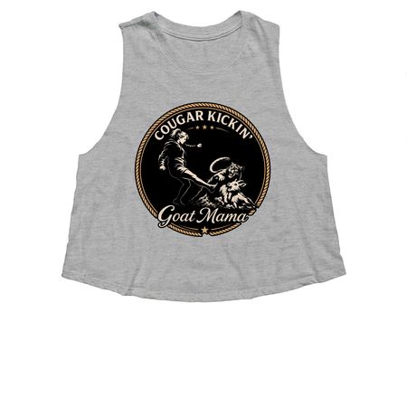 Cougar Kicking Goat Mama, a Athletic Heather Women's Cropped Racerback Tank