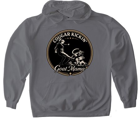 Cougar Kicking Goat Mama, a Charcoal Gildan Softstyle Pullover Hoodie