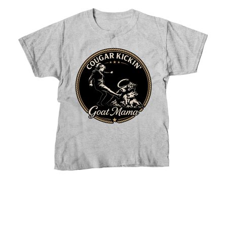 Cougar Kicking Goat Mama, a Sport Grey Youth Unisex Tee