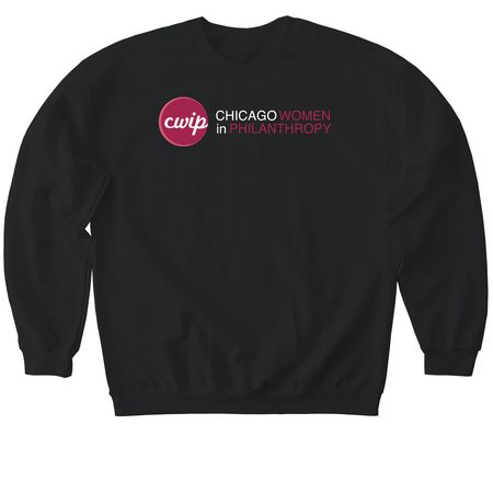 Chicago Women in Philanthropy&nbsp;(white text), a Black Softstyle Crewneck Sweatshirt