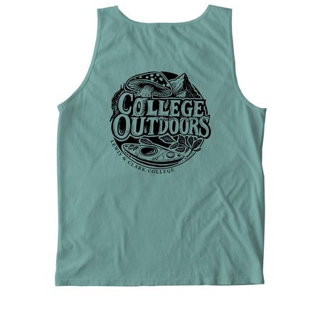 College Outdoors Circle Logo Tops, a Seafoam Comfort Colors Tank Top
