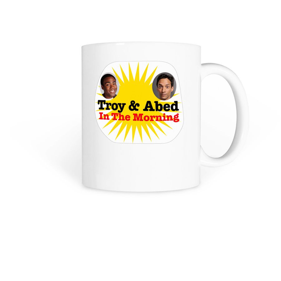Troy and abed in the morning mug, a White Coffee Mug