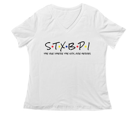 Stxbp1 Friends, a White Women's Relaxed V-Neck Tee