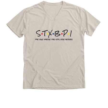 Stxbp1 Friends, a Heather Dust Premium V-Neck Tee