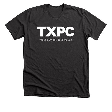 White | TXPC Logo, a Dark Grey Heather Premium Unisex Tee