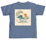 Happiness comes in Waves, a Blue Jean Comfort Colors Unisex Tee (back-view)