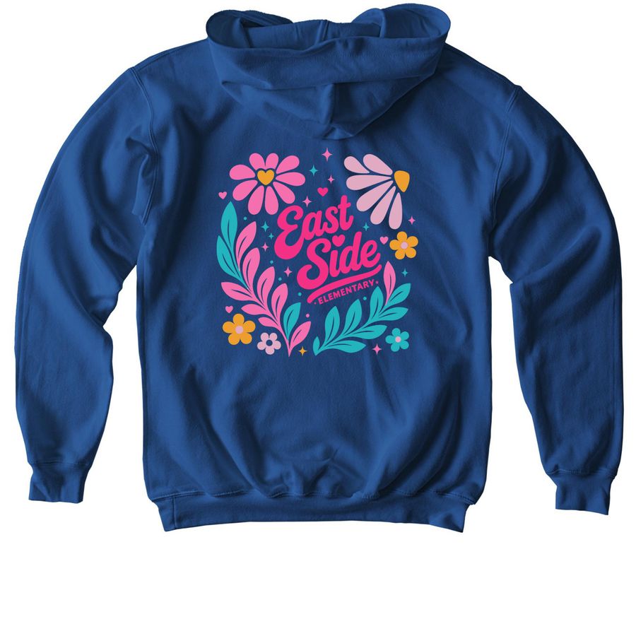 East Side - FLOWER, a Royal Softstyle Youth Pullover Hoodie (back-view)
