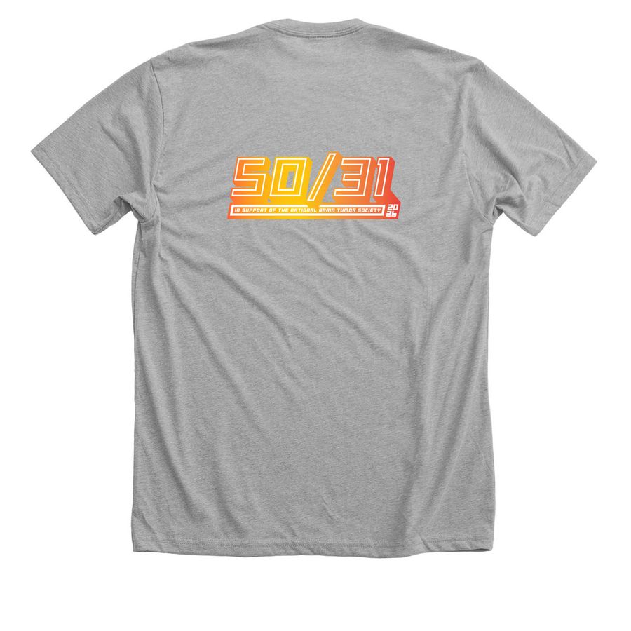 2026 50/31 Challenge, a Athletic Heather Premium Unisex Tee (back-view)