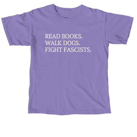 READ. Walk. Fight., a Violet Comfort Colors Unisex Tee