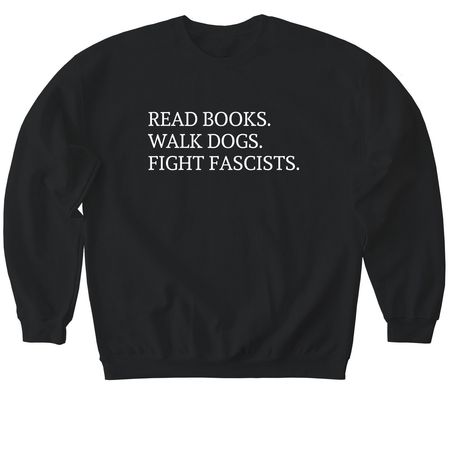 READ. Walk. Fight., a Black Softstyle Crewneck Sweatshirt