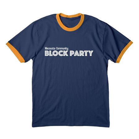 Wacousta Block Party, a Navy/ Gold Cotton Ringer Tee