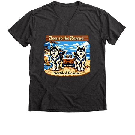 Beer To the Rescue, a Dark Grey Heather Premium V-Neck Tee