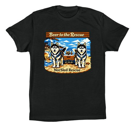 Beer To the Rescue, a Vintage Black Premium Cotton Tee