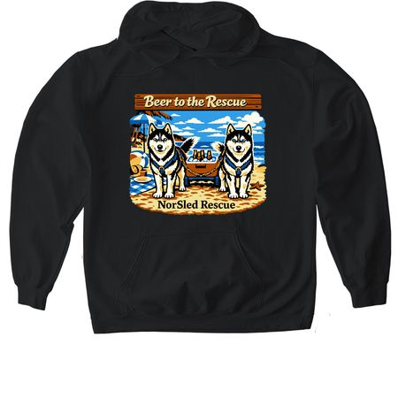 Beer To the Rescue, a Black Gildan Softstyle Pullover Hoodie