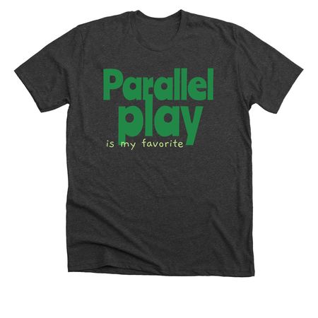 Parallel Play, a Dark Grey Heather Premium Unisex Tee
