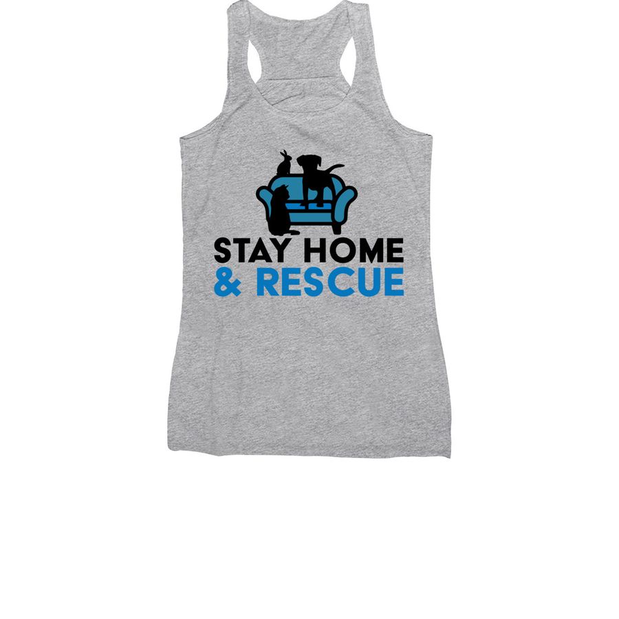 PSPCA Stay Home & Rescue, a Athletic Heather Women's Racerback