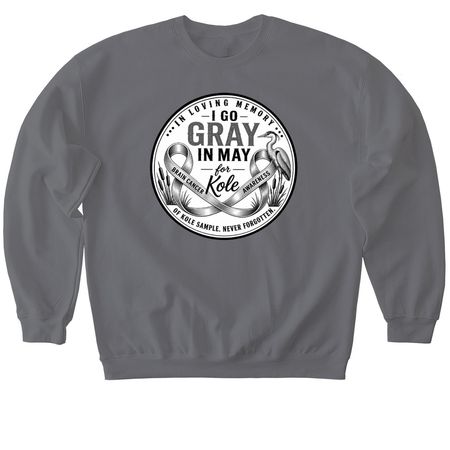 GO GRAY IN MAY, a Charcoal Softstyle Crewneck Sweatshirt