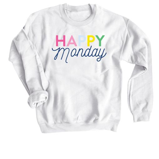 Happy Monday - Rainbow White Sweatshirt