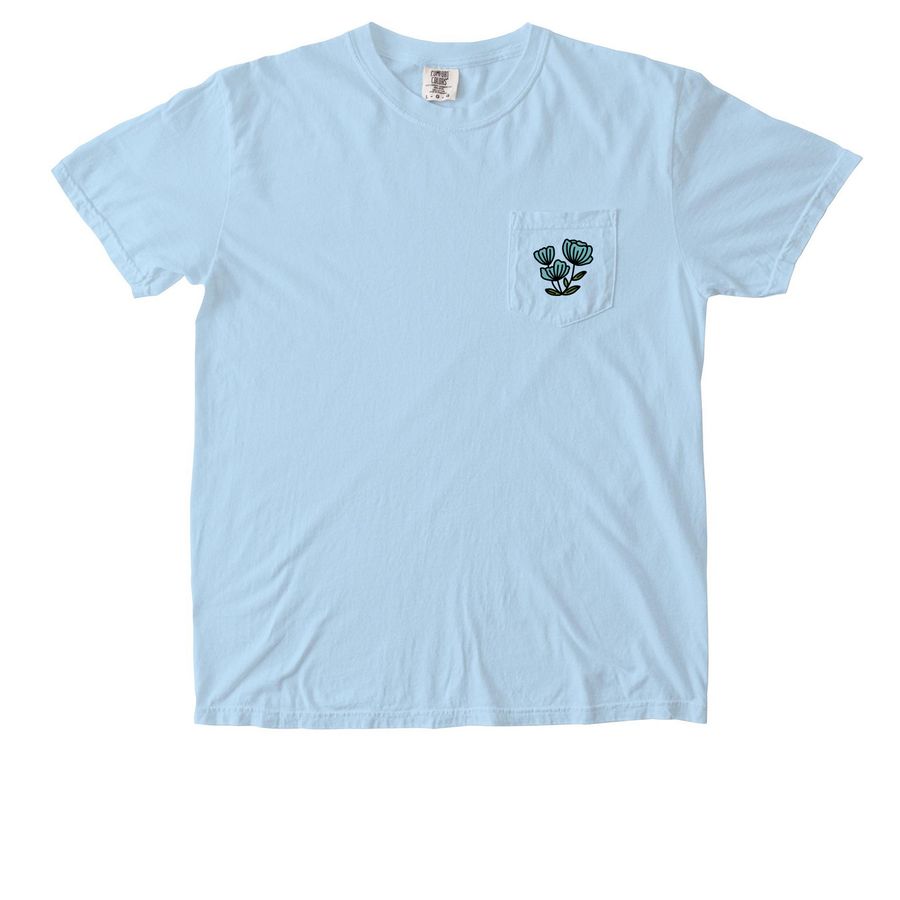 Support Small Farms, Not Big Pharma Pocket, a Chambray Comfort Colors Pocket Tee