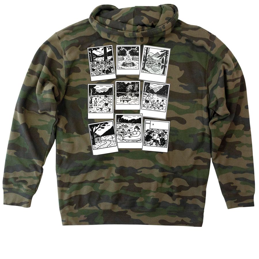 Camo Hoodie (Front & Back design), a Forest Camo Heavyweight Camo Pullover Hoodie (back-view)