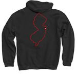 that was fun red logo, a Black Pullover Hoodie (back-view)