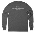 COTP Handprint Long Sleeve, a Aluminum Grey Allmade Eco Triblend Long Sleeve Tee (back-view)