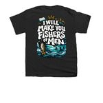 ANCHOR. ?Fishers of Men? Premium Vintage Tee, a Black Youth Unisex Tee (back-view)