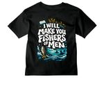 ANCHOR. ?Fishers of Men? Premium Vintage Tee, a Vintage Black Youth Heavyweight Tee (back-view)