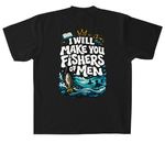 ANCHOR. ?Fishers of Men? Premium Vintage Tee, a Black Heavyweight Garment Dye Tee (back-view)