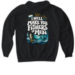 ANCHOR. ?Fishers of Men? Premium Vintage Tee, a Black Gildan Softstyle Pullover Hoodie (back-view)