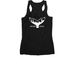 Hey! We're&nbsp;Swimmin' Here&nbsp;, a Black Women's Racerback (back-view)