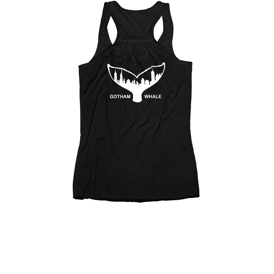 Hey! We're&nbsp;Swimmin' Here&nbsp;, a Black Women's Racerback (back-view)