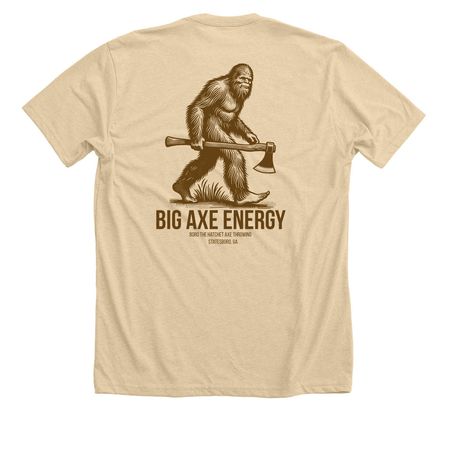 Big Axe Energy, a Heather Soft Cream Premium Unisex Tee (back-view)