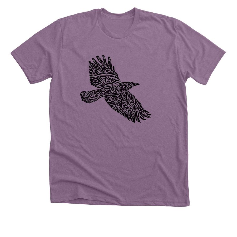 Swirl Crow, a Heather Purple Premium Unisex Tee